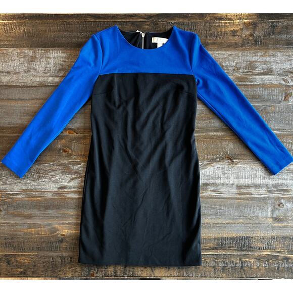 Michael Kors Color block Sheath Dress Size 4 Longsleeve Lined Zip Back - Picture 8 of 8